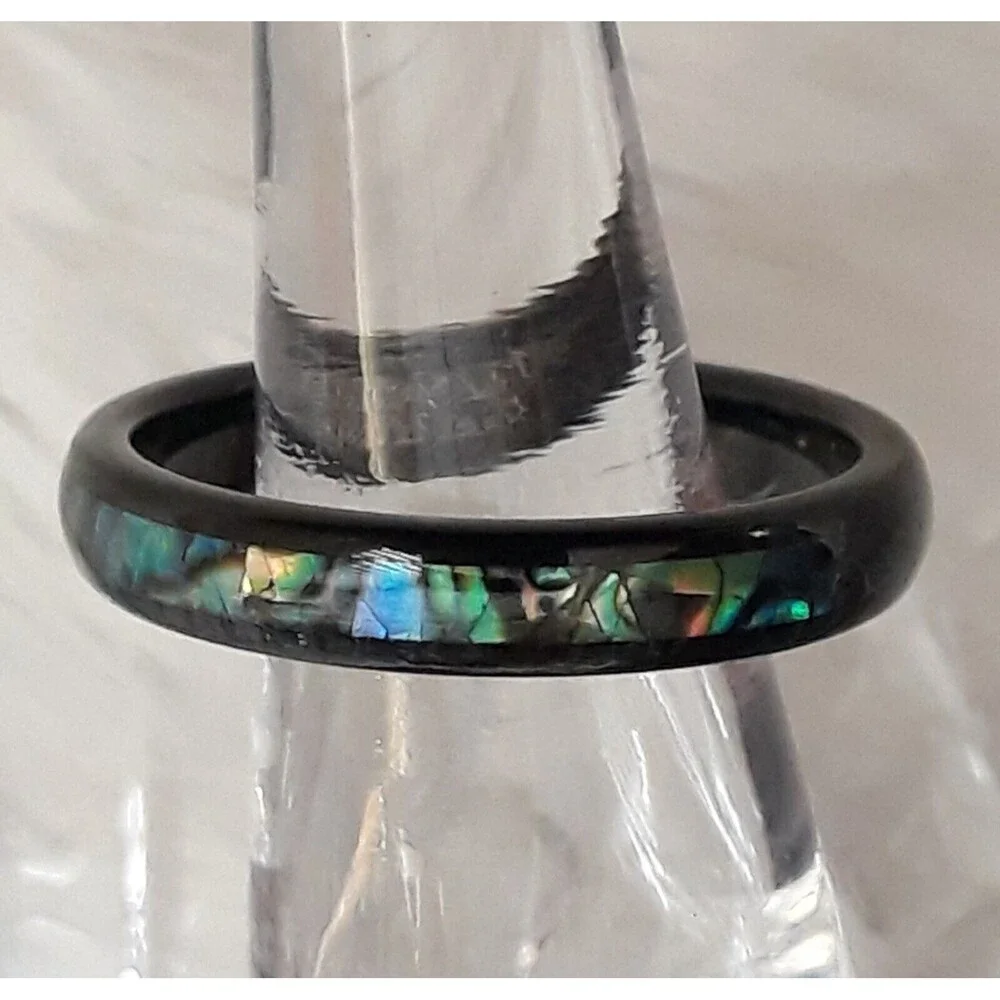 Tungsten Abalone Inlay Polished Comfort Fit Ring 4mm 